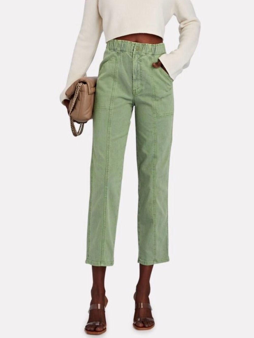 MOTHER The Springy Ankle Utility Straight Jeans Loden Frost Green 26